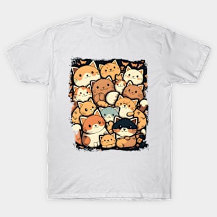 Happy Cats Faces - Funny Cats T-Shirt